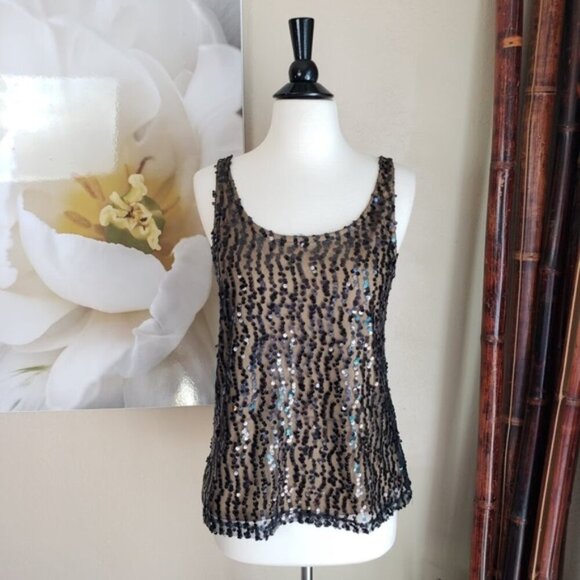 Laundry by Shelli ~ Black Sequined Top ~ Sz XS - Picture 1 of 3